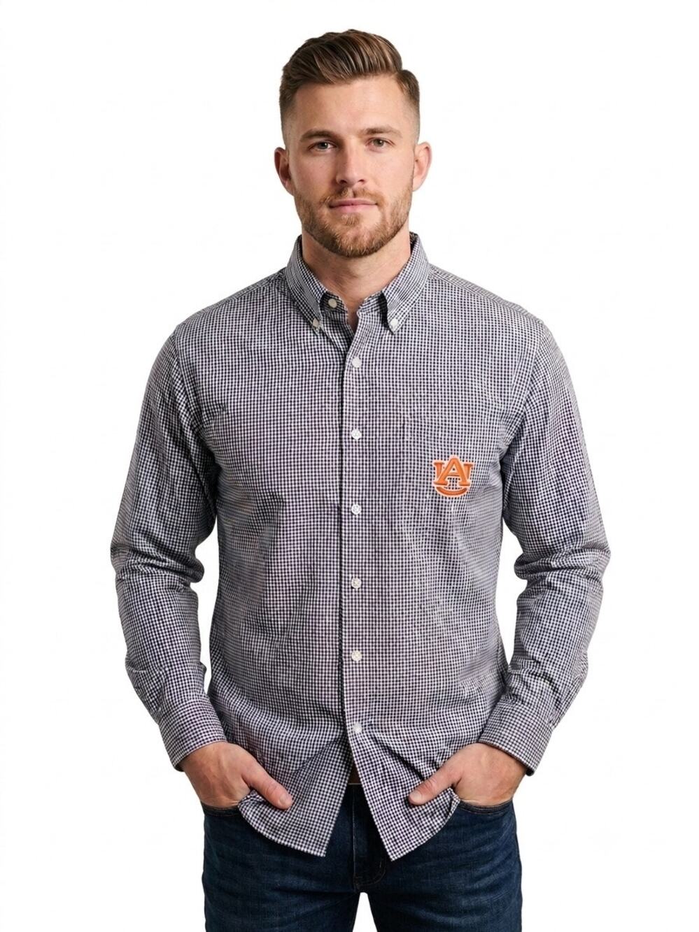 Auburn Tigers Campus Specialties gingham button-down long sleeve shirt size XXL